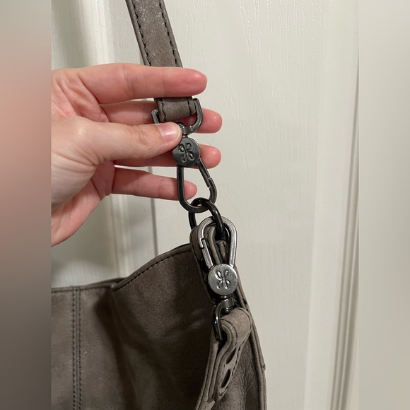 HOBO Pier Leather Gray Titanium Shoulder Bag - Picture 8 of 13